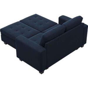 Belffin Velvet Modular Sectional Sofa Couch with Storage Convertible Sectional Sleeper Sofa Couch Bed Set with Reversible Chaise Blue