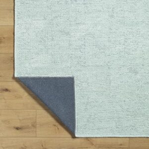 Mark&Day Washable Rugs, 7x9 Tobey Solid and Border Seafoam Area Rug, Green Carpet for Living Room, Bedroom or Kitchen (6'7" x 9', Machine Washable)