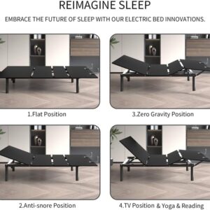 Split King Adjustable Bed Frame - Ergonomic Electric Smart Bed Base Frame with Remote, Upgraded Quiet Motor, Anti-Snore/Zero-Gravity/Memory Presets/Head and Foot Incline, Easy Assembly