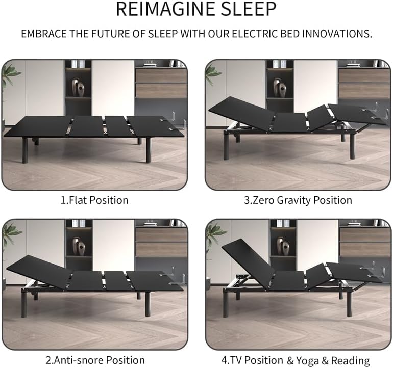 Split King Adjustable Bed Frame - Ergonomic Electric Smart Bed Base Frame with Remote, Upgraded Quiet Motor, Anti-Snore/Zero-Gravity/Memory Presets/Head and Foot Incline, Easy Assembly