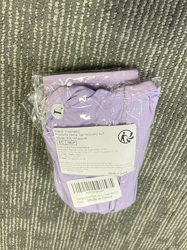 Yoolhamy Cat Recovery Suit for Post After Surgery, Elizabethan Collar & Cone Alternative, Anti-Licking Wound for Abdominal Wounds or Skin Diseases Kitten Bodysuit (Purple, L)