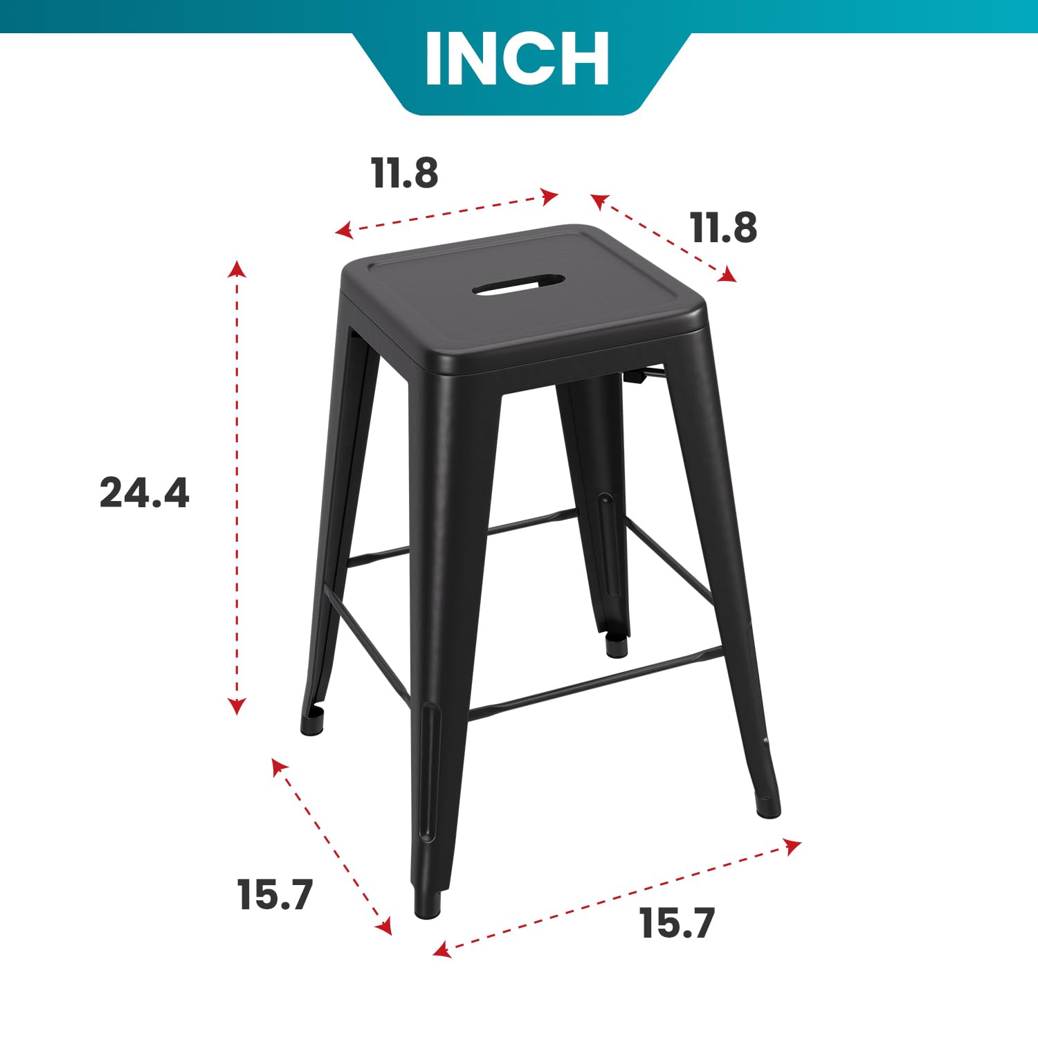 PayLessHere 24 Inch Metal Bar Stools Set of 4 Metal Stackable Stools Metal Bar Stools Backless Metal Counter Bar Stools Metal Dining Chairs for Indoor Outdoor