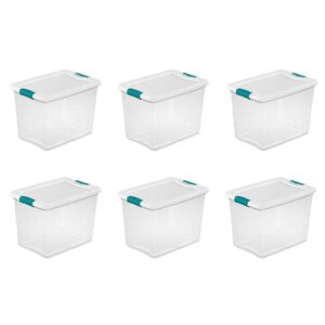 for sterilite 25 quart latching storage box, stackable bin with latch lid, 6 pack