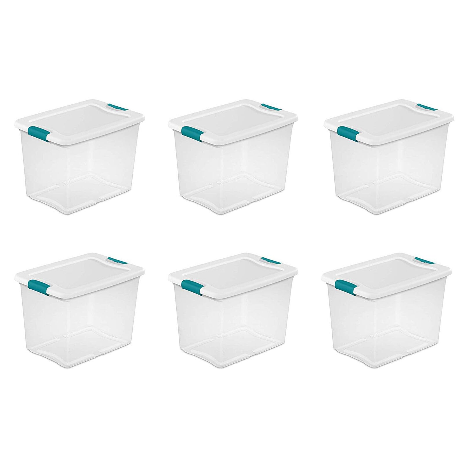 For Sterilite 25 Quart Latching Storage Box, Stackable Bin with Latch Lid, 6 Pack