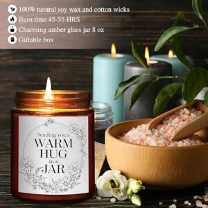 Briojoy Sending You Warm Hug in a Jar Candle - Friendship Gifts for Women Men Best Friend - Relaxing Gift for Her Him - Natural Soy Candle for Home - Sea Salt Jasmine Scented Candles for Stress Relief