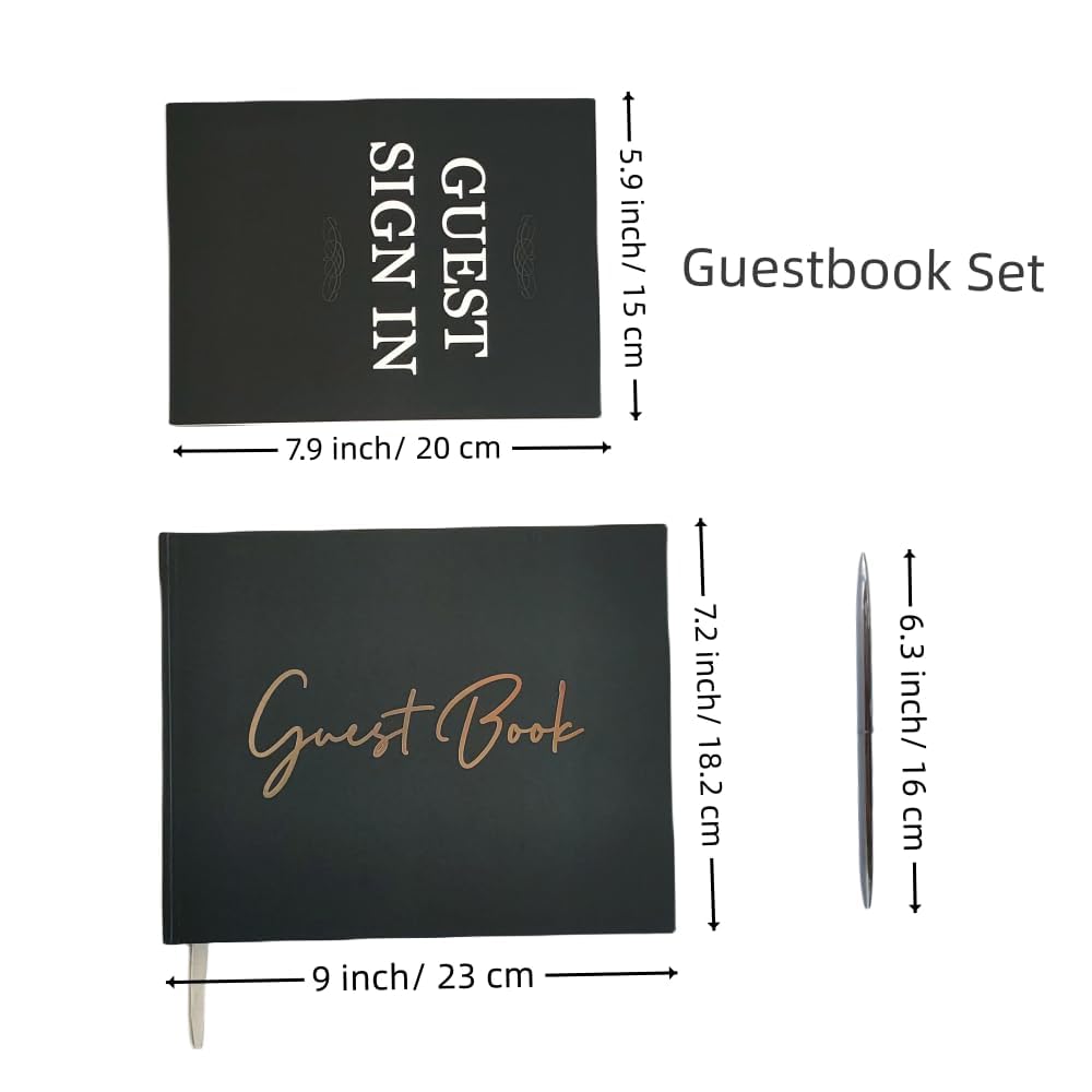 CejFur Guest Book Wedding Reception with Pen 9"x7.2" Hardcover Guestbook for Wedding, Baby Shower, Bridal Shower, Graduation Party, Funeral, 100 Pages Guest Sign in Book (Black)