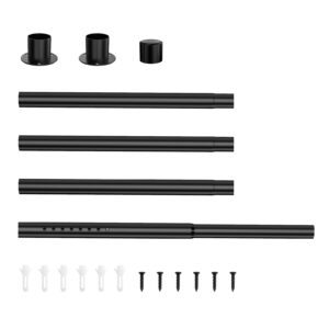 Closet Rod | 63-70 Inch Adjustable | 1.26 Inch Diameter | Heavy Duty Closet Rods for Hanging Clothes | Premium Metal Closet Poles for Closet, Wardrobes, Windows | Black