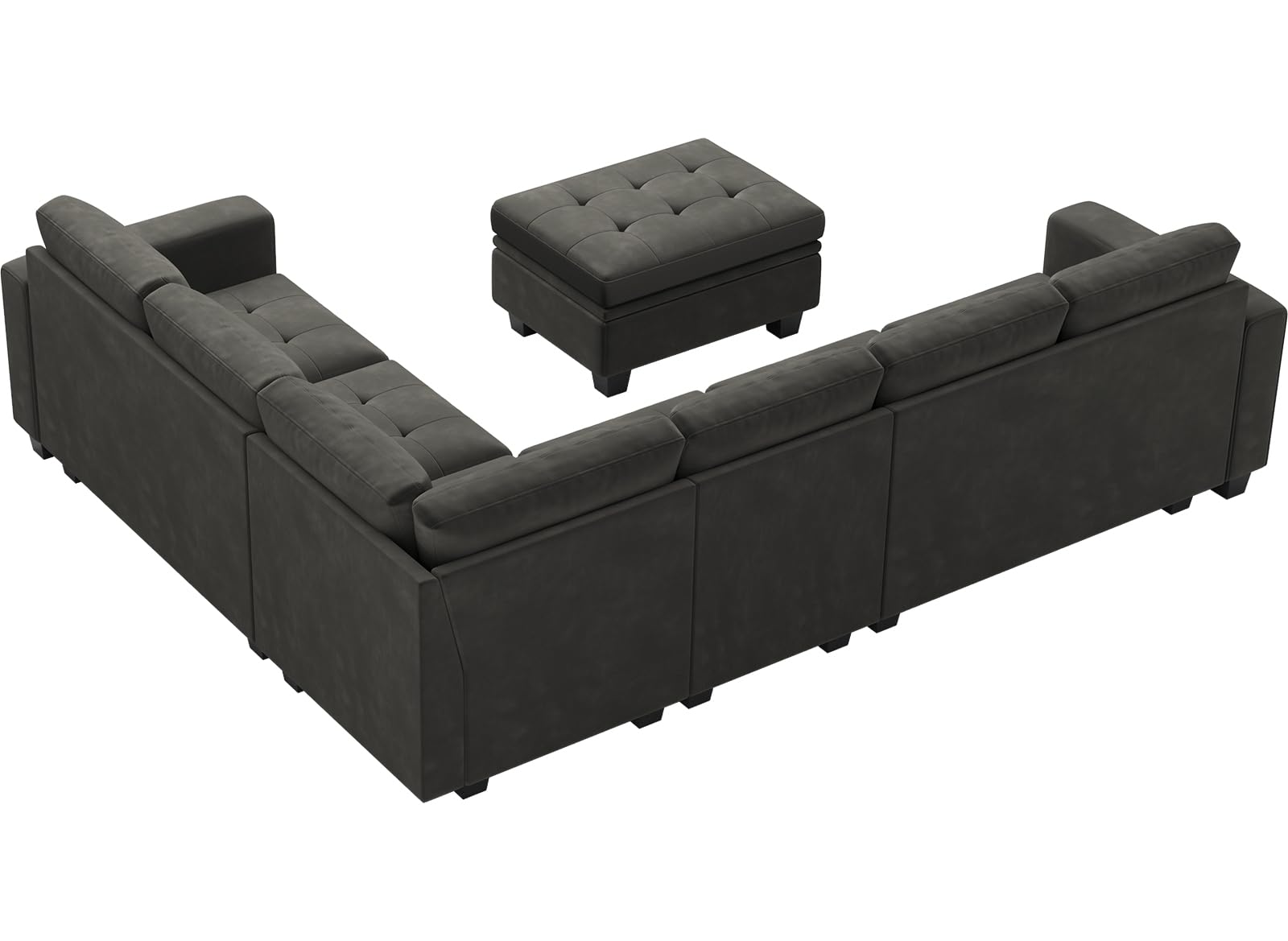 Belffin Velvet L Shaped Sofa Couch with Reversible Chaise Convertible Modular Sectional Sofa Set with Storage Ottoman Corner Sofa Set for Living Room Grey