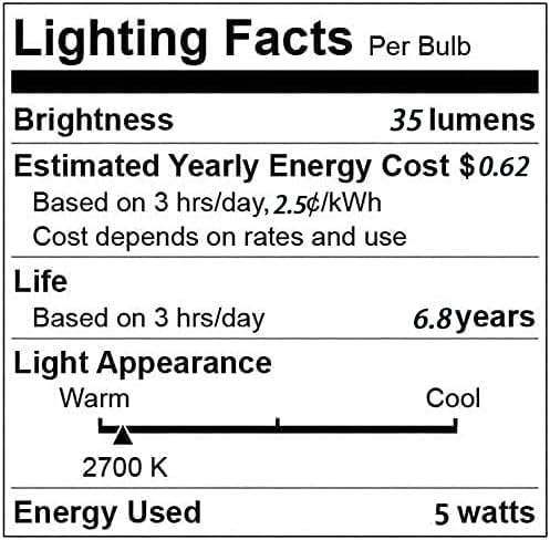 Goeszooin G40 Replacement Bulbs, 120V 5W Incandescent Globe Light Bulbs fits E12/C7 Screw Base, G40 Light Bulbs for Indoor Outdoor Patio Decor, Warm White ，25 Pack.