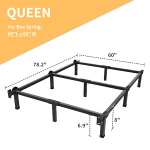 Superay Metal Bed Frame, 9-Leg Bed Base, 8 inches Support for Box Spring and Mattress Set, Queen, Easy Assembly, Black