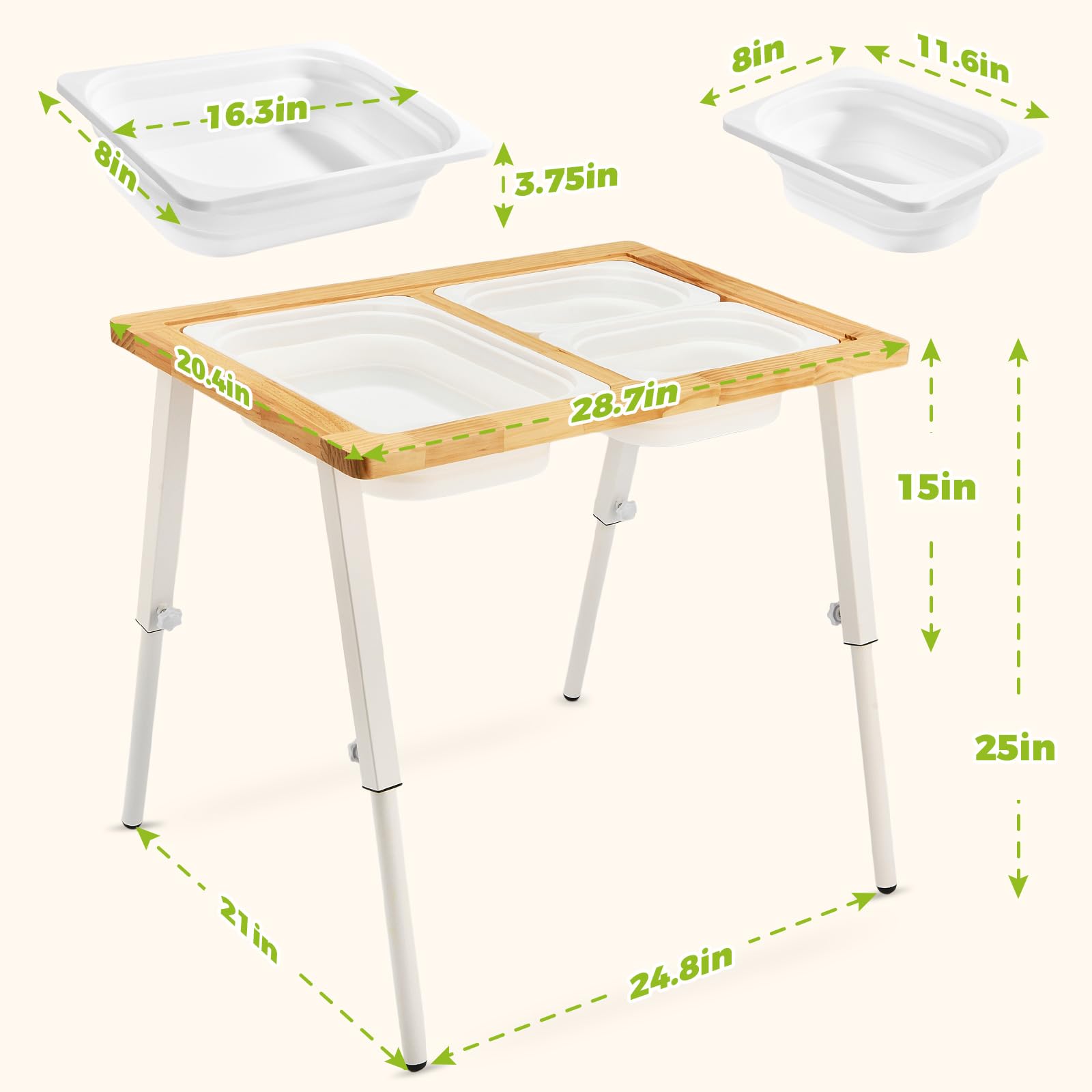 SAUCE ZHAN Sensory Table for Toddlers, Kids Table with 3 Bins Writable Lids, Adjustable Height Play Table, Preschool Table for Outdoor Indoor Use, Sand and Water Table Children's Desk Dining Table