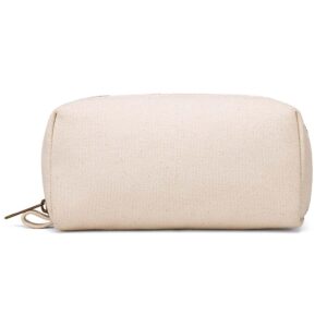 YONBEN Pencil Case Cotton Canvas Pen Pouch Bag, Lightweight and Stylish Ideal for Organizing Stationery (Beige)