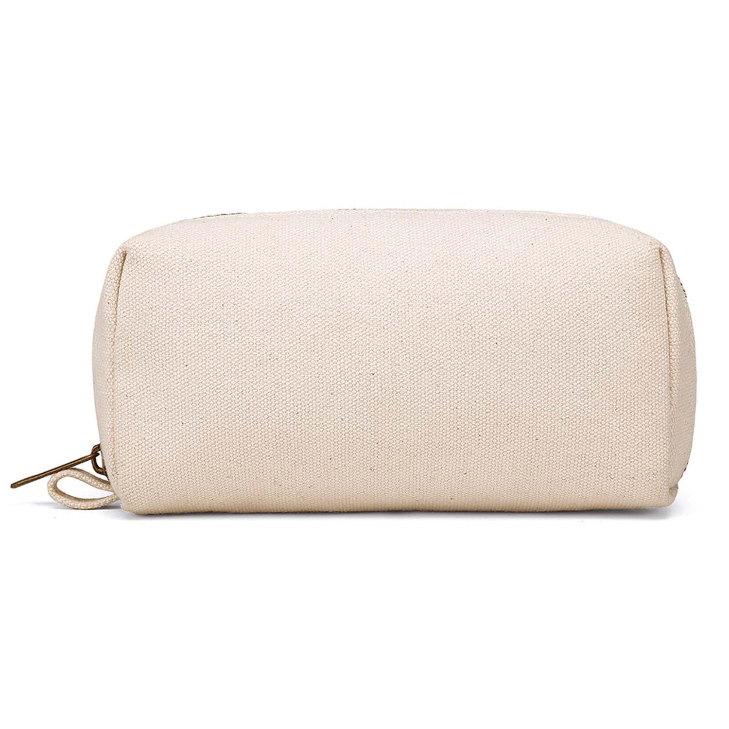 YONBEN Pencil Case Cotton Canvas Pen Pouch Bag, Lightweight and Stylish Ideal for Organizing Stationery (Beige)