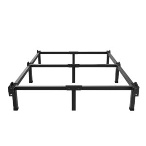 superay metal bed frame, 9-leg bed base, 8 inches support for box spring and mattress set, queen, easy assembly, black