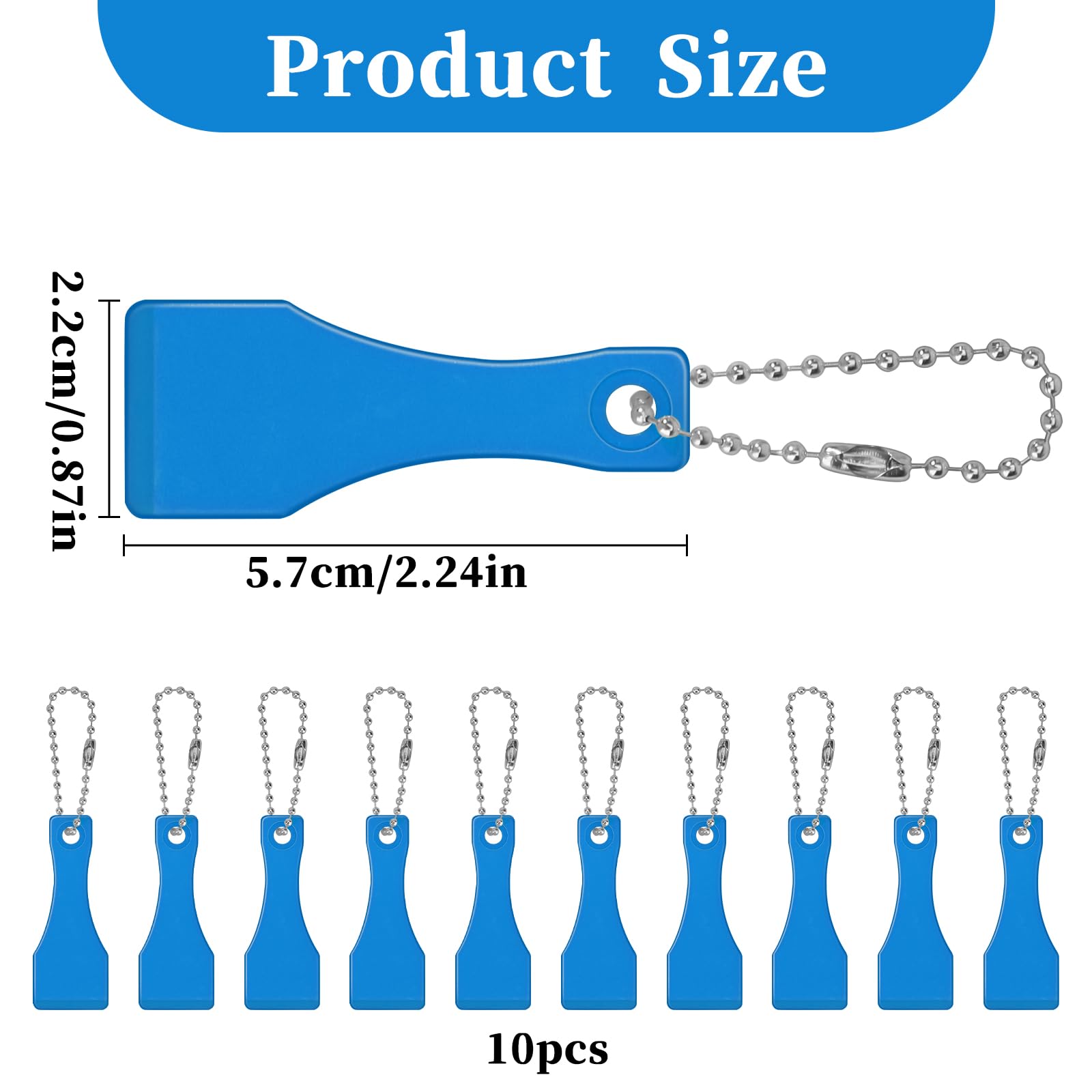 10 Pcs Lottery Ticket Scratcher Tool Plastic Scraper Tool Keychain Lotto Scratcher Keyring Scoop Shape Lotto Scratcher Keyring Scraper for Label Sticker Remover Tool Blue