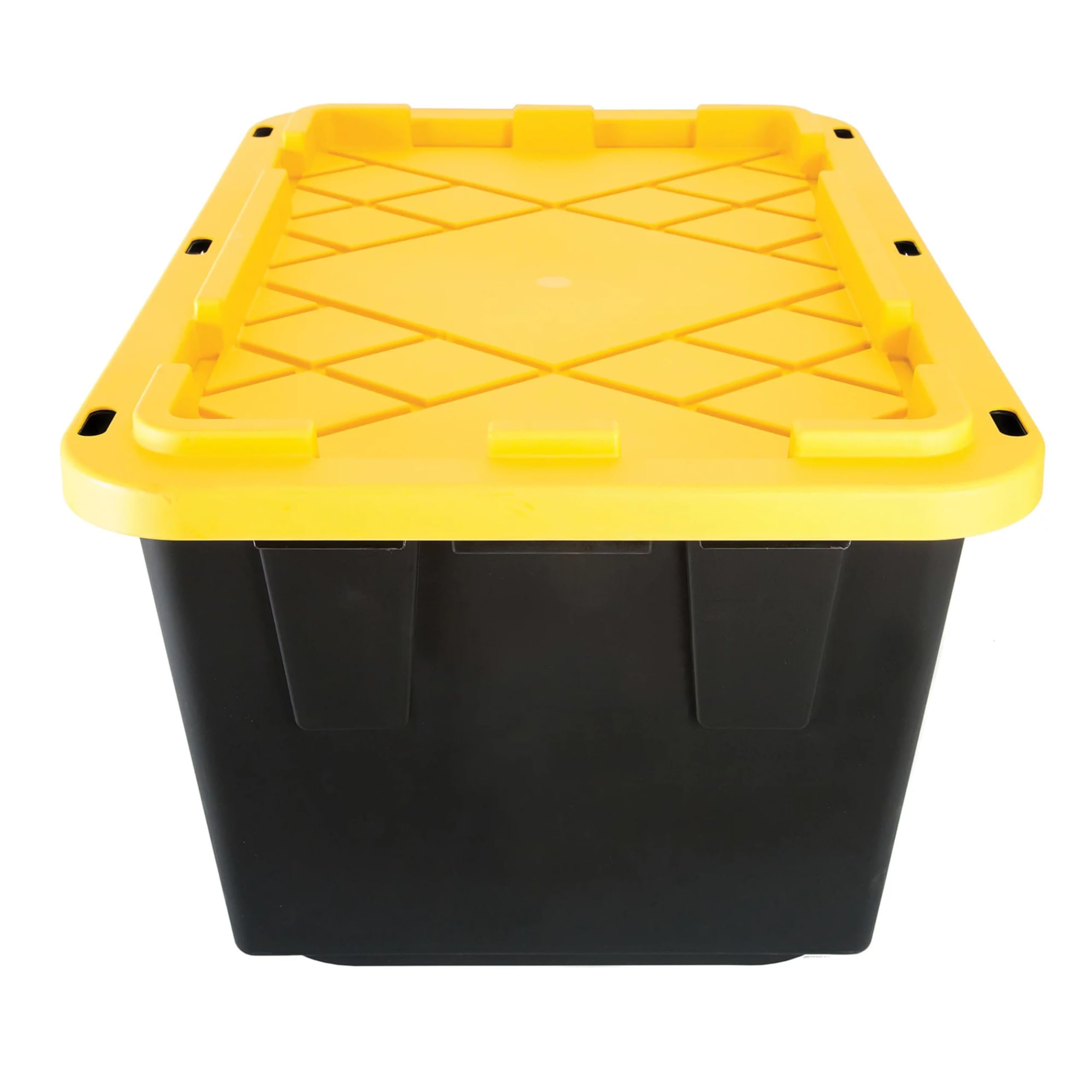 TeIdea 27Gal/108Qt 4 Pack Large Heavy-Duty Stackable Storage Plastic Bin Tote Container with Quick Snap Lid - Storage Tote With Handles/Snap Lid, 30-1/10" x 20-1/4" x 14-3/4", Black/Yellow