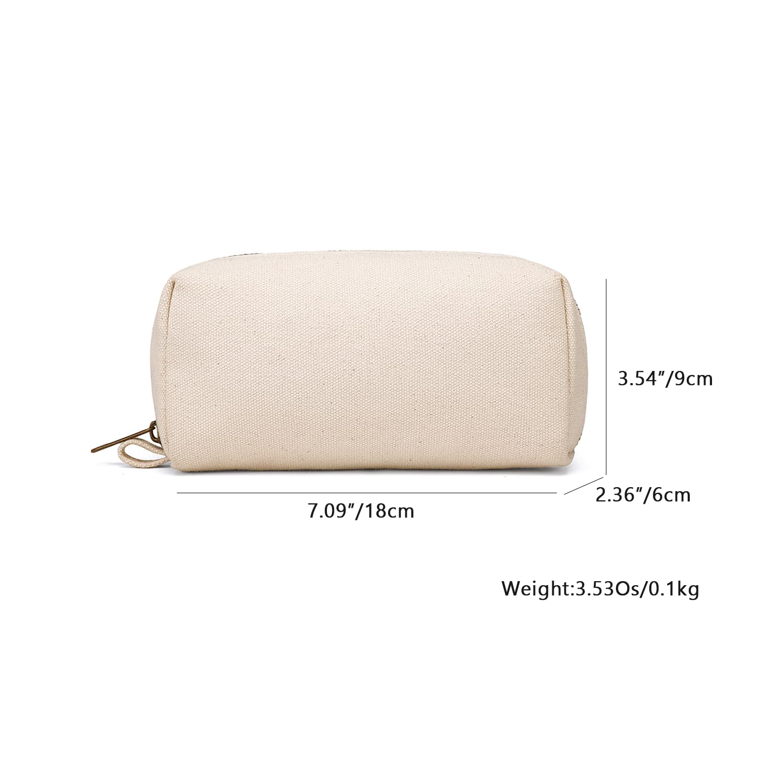 YONBEN Pencil Case Cotton Canvas Pen Pouch Bag, Lightweight and Stylish Ideal for Organizing Stationery (Beige)