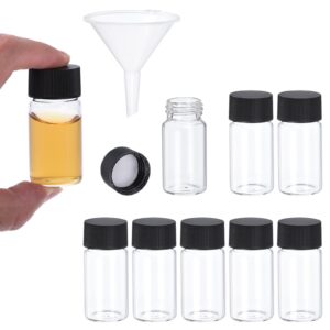 patikil 20ml clear glass vials, 8 pack sample vials with screw cap reagent media bottle with funnel leak-proof liquid sample glass vial for lab laboratory