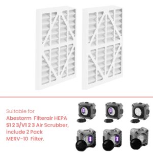 Abestorm MERV-10 Air Filter for Filteair HEPA S1 S2 S3 / Filteair HEPA V1 V2 V3 Air Scrubber, 14.3x13.6x0.79 (2Pack)