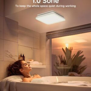 Fitop Bathroom Exhaust Fan with Light,Ceiling Mount Shower Ventilation Exhaust Fan with Light,110 CFM 1.0 Sones Bathroom Vent Fan with Light,43W Bathroom Fan 1200LM LED Light 3000K/4000K/5000K