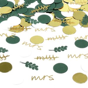 greenery gold bachelorette decorations sage leaf miss to mrs confetti boho wedding party table scatter bridal shower engagement party supplies