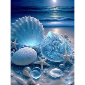 bleihum seashell diamond painting kits for adults-beach diamond art for adult,seashell gem painting crafts home wall decor,diy 5d gem art seashell perfect for relaxation(12x16 inch)