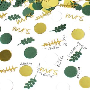 Greenery Gold Bachelorette Decorations Sage Leaf Miss to Mrs Confetti Boho Wedding Party Table Scatter Bridal Shower Engagement Party Supplies