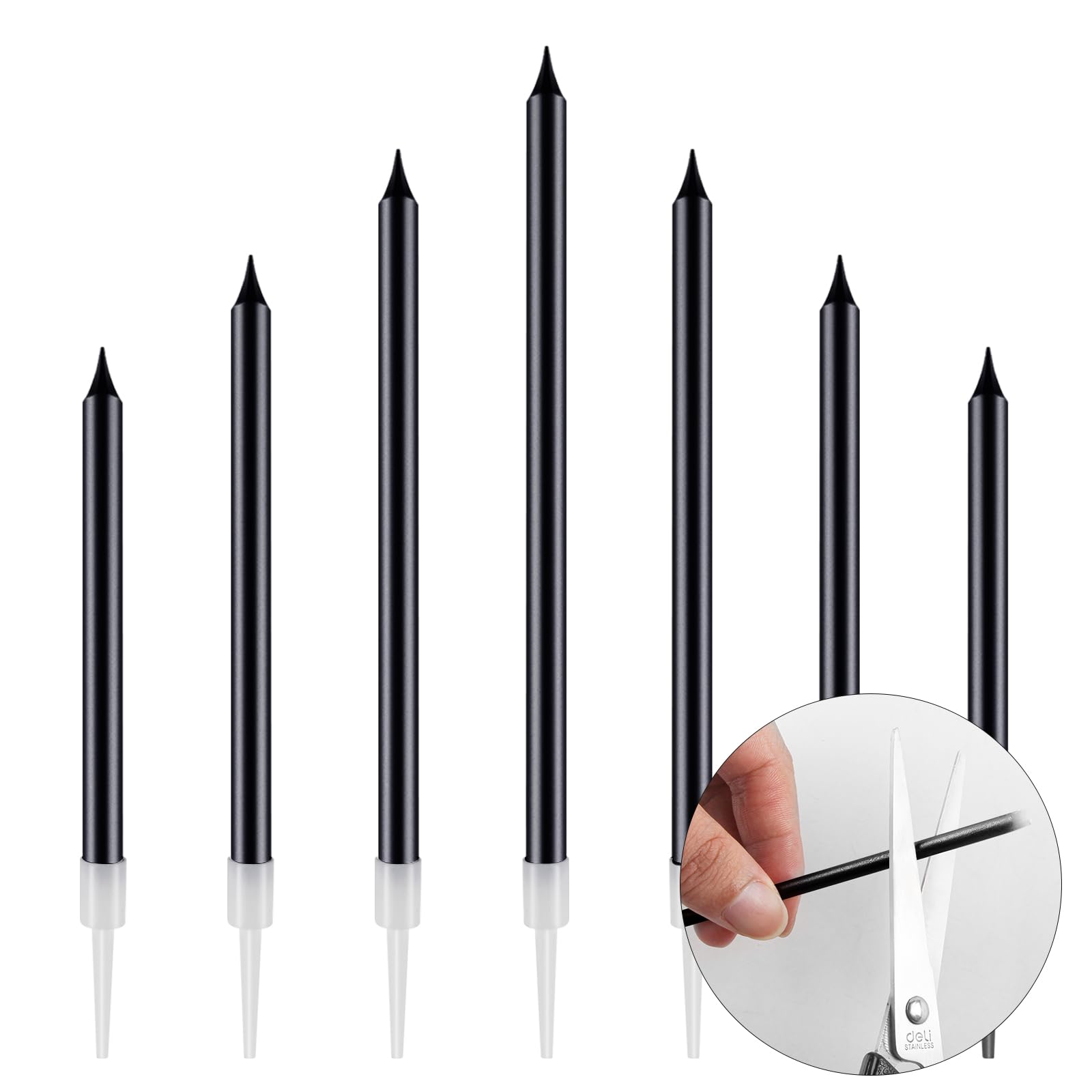 IBLESSU 30 Pcs Long Birthday Candles - Birthday Candles, Cake Candles, Tall Birthday Candles, Party Candles, Cake Candles for Birthday Wedding Black Candles (Black)