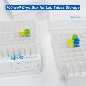 CryoKing Cardboard Cryogenic Lab Freezer Box 2 Inch 100-Well Microtube Storage Box, White Cryo Boxes, Case of 20