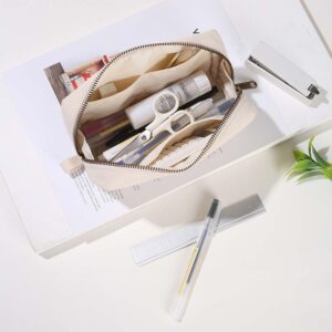 YONBEN Pencil Case Cotton Canvas Pen Pouch Bag, Lightweight and Stylish Ideal for Organizing Stationery (Beige)