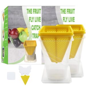 voltup fruit fly trap for indoors reusable with sticky pads non-toxic funnel fruit fly catcher safe for pets in house and kitchen easy to use and controls fruit flies with natural lure 4pcs