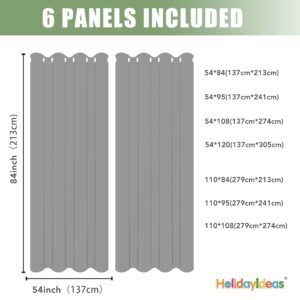 HolidayIdeas Waterproof Outdoor Curtains for Patio, 6 Panels - 54x120 Inches - Weatherproof Privacy Outsides Curtains for Backyard Porch Gazebo, Sunlight & UV Blocking (Black, Grommet Top)