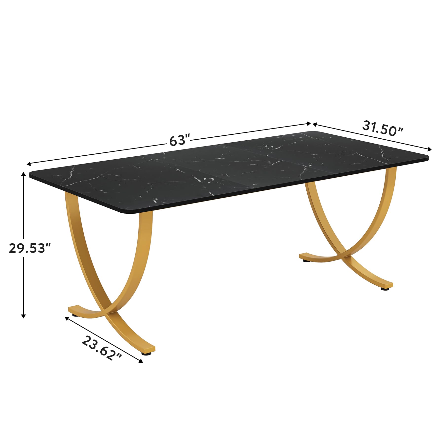 Tribesigns Executive Desk, 63” W x 31.5” D Large Office Desk, Modern Computer Desk Conference Table Meeting Room Table, Business Furniture for Home Office, Black and Gold