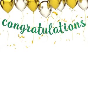 Maicaiffe Congratulations Banner - Graduation Party Supplies - Birthday Retirement Wedding Engagement Marriage Anniversary Banner Decor Green Glitter