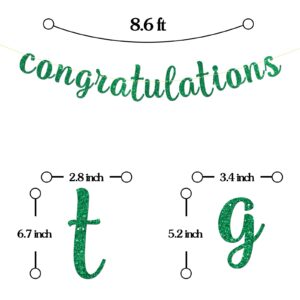 Maicaiffe Congratulations Banner - Graduation Party Supplies - Birthday Retirement Wedding Engagement Marriage Anniversary Banner Decor Green Glitter