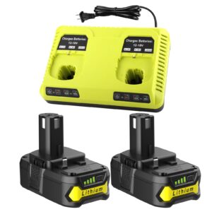 antrobut 2pack replacement for ryobi 18v battery 3.5ah + 2-port p117 ryobi battery charger for ryobi one+ p108 p107 p105 p104 p103 p102