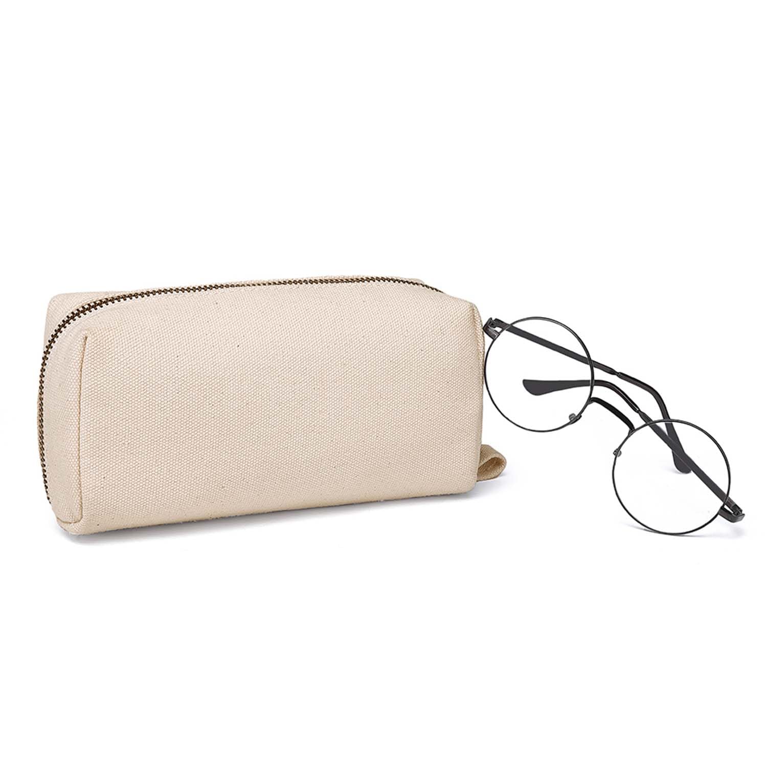 YONBEN Pencil Case Cotton Canvas Pen Pouch Bag, Lightweight and Stylish Ideal for Organizing Stationery (Beige)