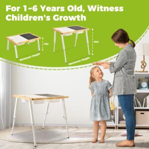 SAUCE ZHAN Sensory Table for Toddlers, Kids Table with 3 Bins Writable Lids, Adjustable Height Play Table, Preschool Table for Outdoor Indoor Use, Sand and Water Table Children's Desk Dining Table