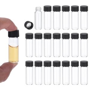 patikil 4ml clear glass vials, 20 pack sample vials with screw cap reagent media bottle leak-proof liquid sample glass vial for lab laboratory