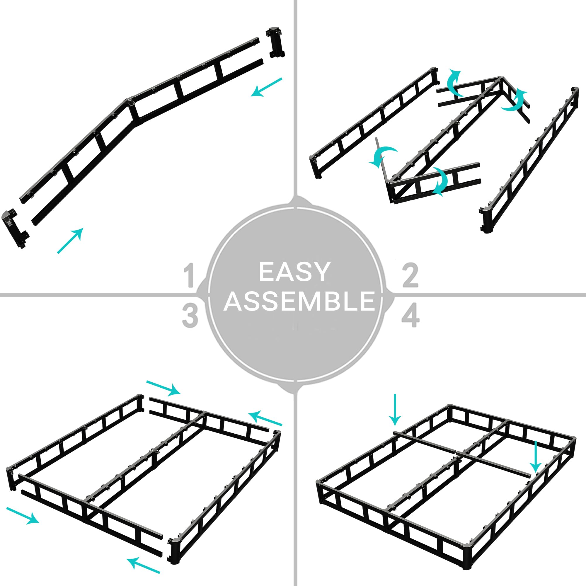 Vehowy 4 Inch Box Spring for Queen Bed,Queen Size Box Spring Only,Heavy Duty Mattress Foundation,Metal Bed Base,Non-Slip,Easy Assembly