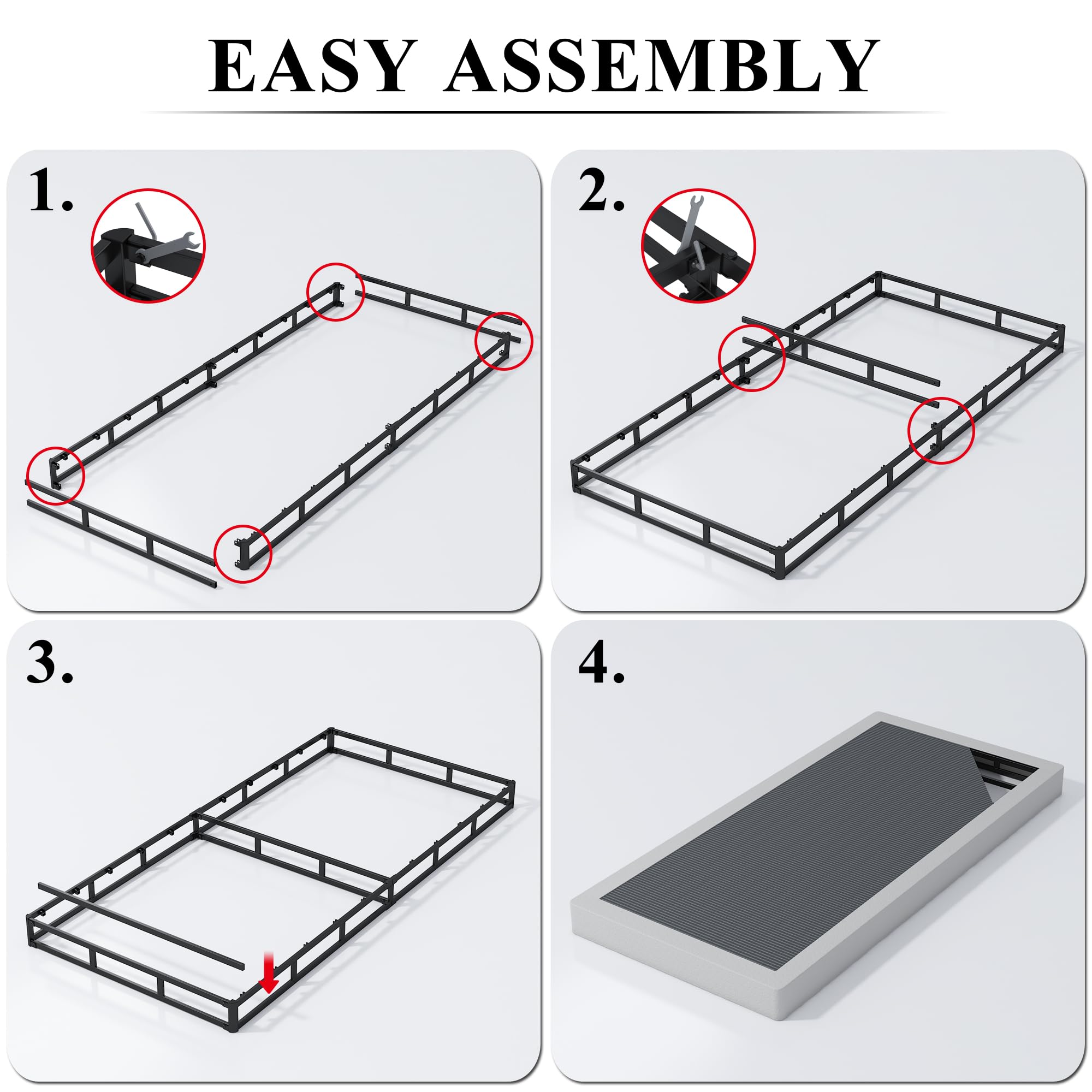 Vehowy 5 Inch Box Spring for Twin Bed,Twin Size Box Spring Only,Heavy Duty Mattress Foundation,Metal Bed Base,Non-Slip,Easy Assembly