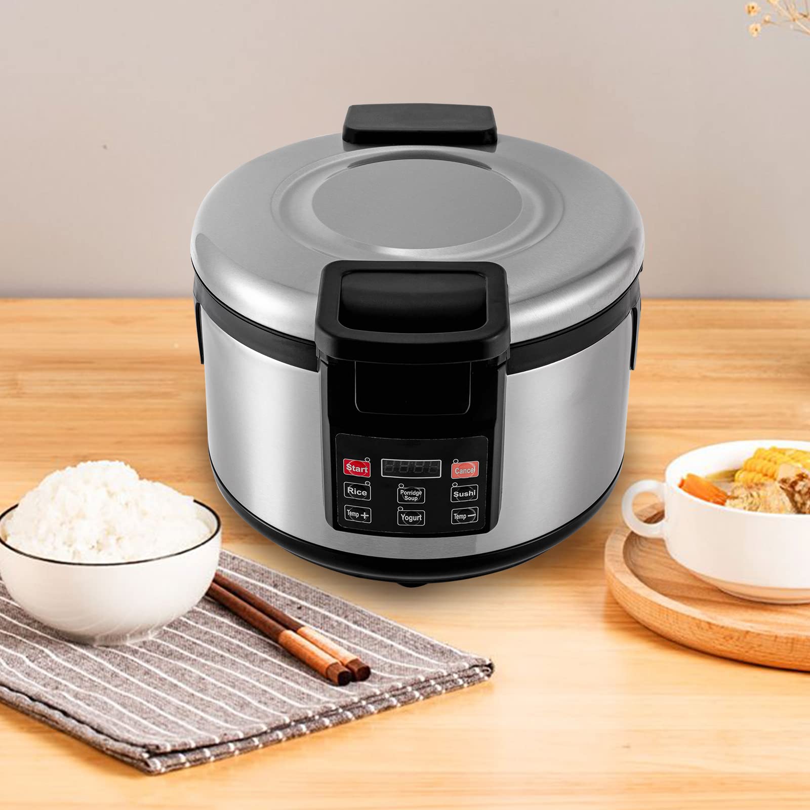 95-Cup 19L Rice Warmer Commercial Restaurant 110V 110W Electric Food Warmer with Warm Function only, Heavy Duty Stainless Steel Rice Warmer with Temperature Control