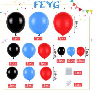 Blue Red Black Balloon Arch Garland Kit, Blue Red Black Latex Balloon Spider Theme Balloon Arch for Boys Kids Super Spider Hero Birthday Party Baby Shower Decoration Spider Theme Party Supplies