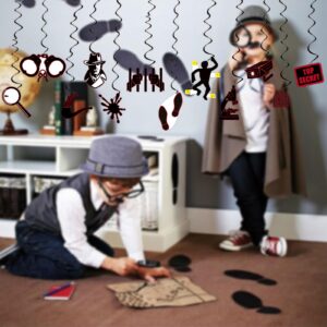 Detective Party Decoration Top Secret Spy Party Decor Supplies Murder Mystery Hanging Swirls Decoration 24pcs Kids Birthday Party Decor Banner, Assembled and Ready to Use