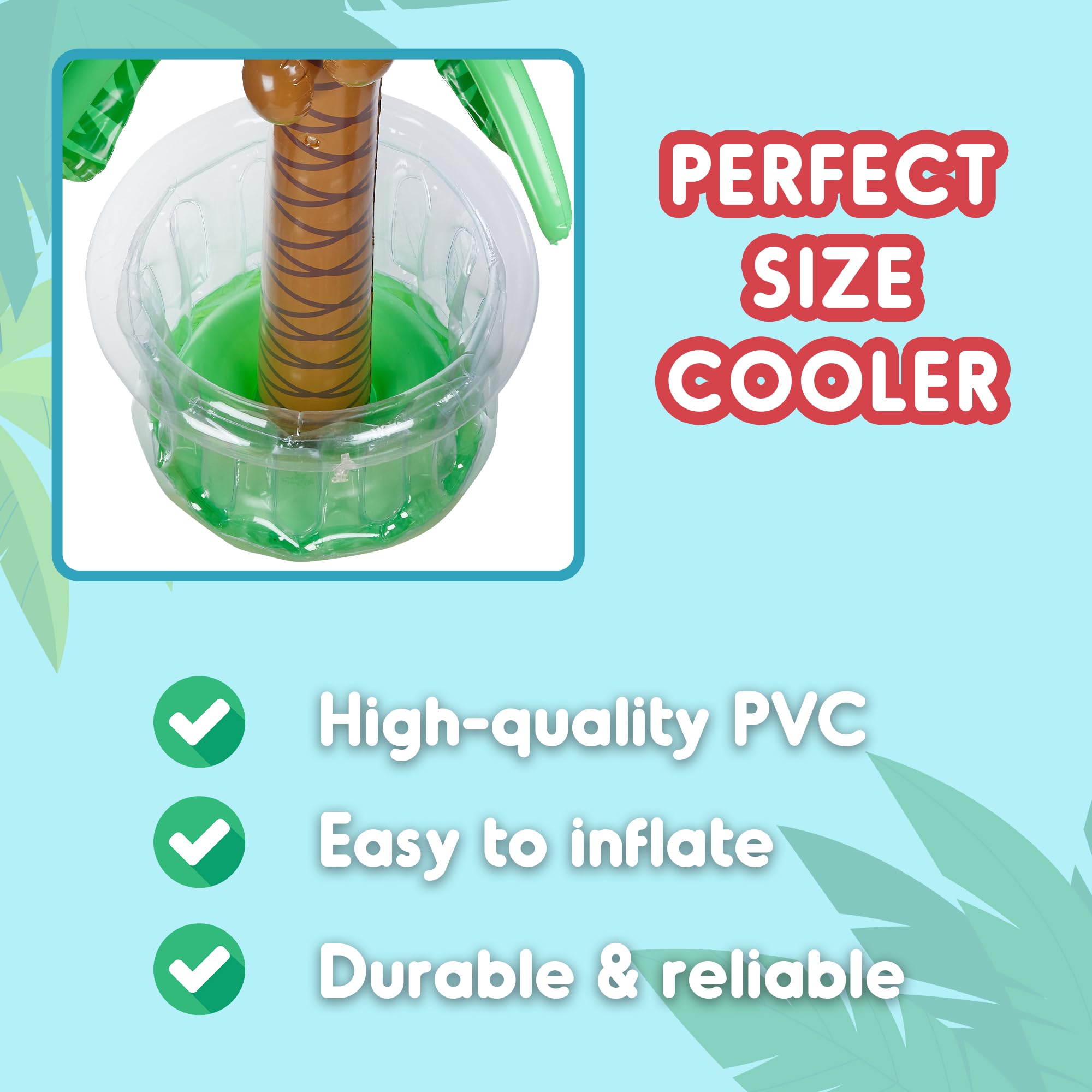 Inflatable Palm Tree Cooler 60" - Blow Up Palm Tree Party Cooler, Luau Hawaiian Tropical Beach Theme, Summer Swimming Pool Party Decorations - Outdoor Party Supplies - Kids Adults Birthday