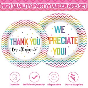 Thank You Party Plates Napkins We Appreciate You Tableware Teacher Appreciation Dinnerware Be Thankful to Teacher Doctor Staff Disposable Plates Fork for Congratulations Graduate Party Supply Serve 24