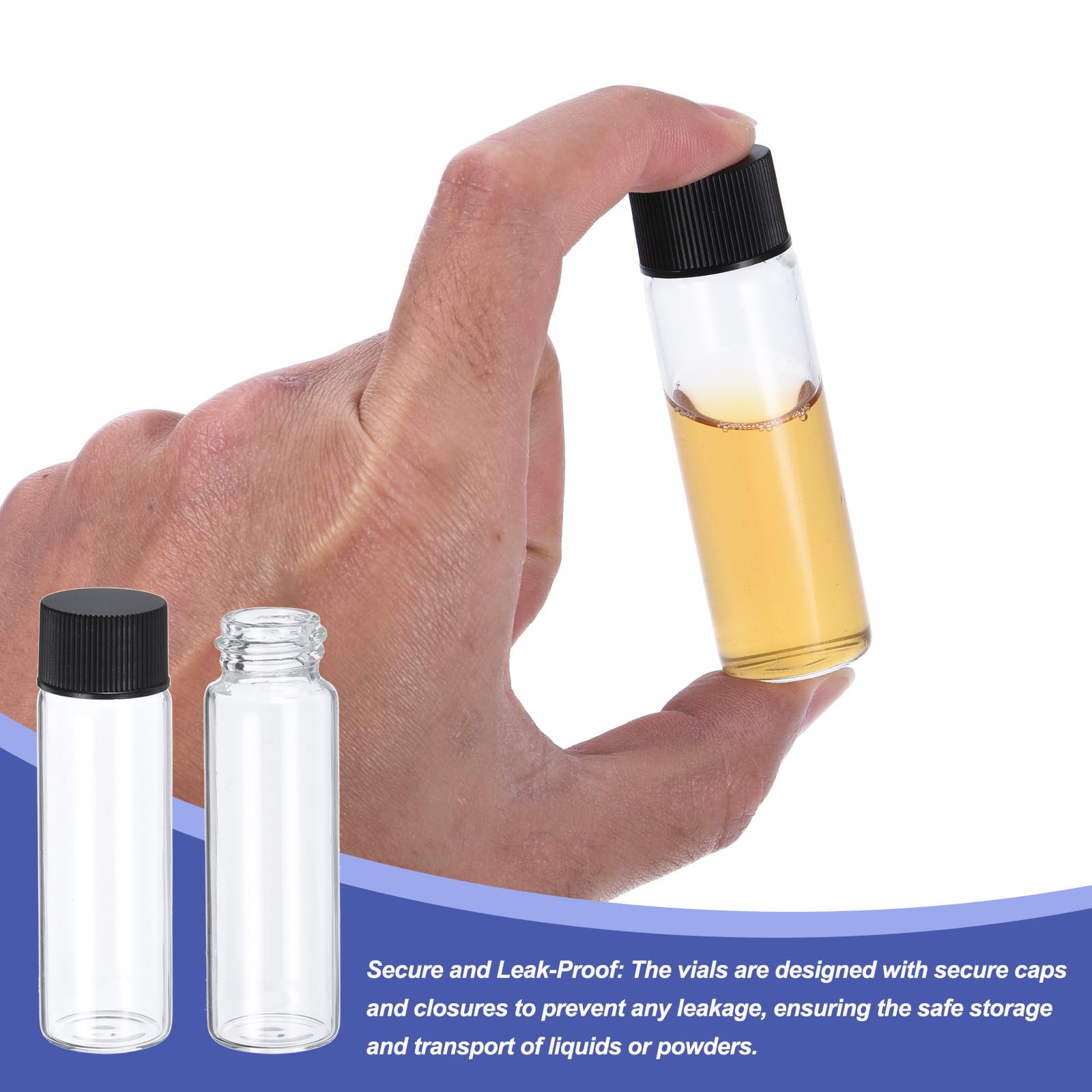 PATIKIL 15ml Clear Glass Vials, 8 Pack Sample Vials with Screw Cap Reagent Media Bottle Leak-Proof Liquid Sample Glass Vial for Lab Laboratory