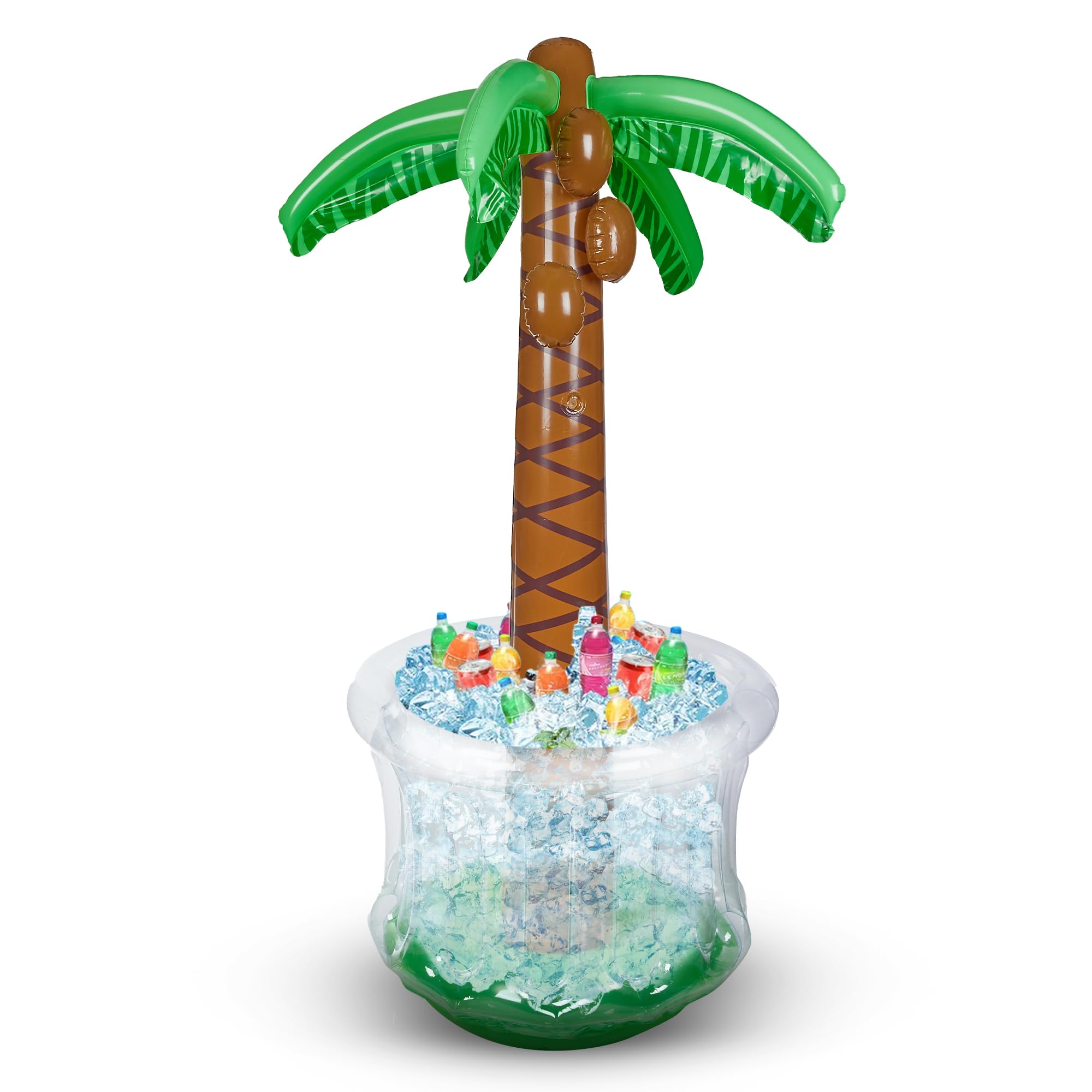 Inflatable Palm Tree Cooler 60" - Blow Up Palm Tree Party Cooler, Luau Hawaiian Tropical Beach Theme, Summer Swimming Pool Party Decorations - Outdoor Party Supplies - Kids Adults Birthday