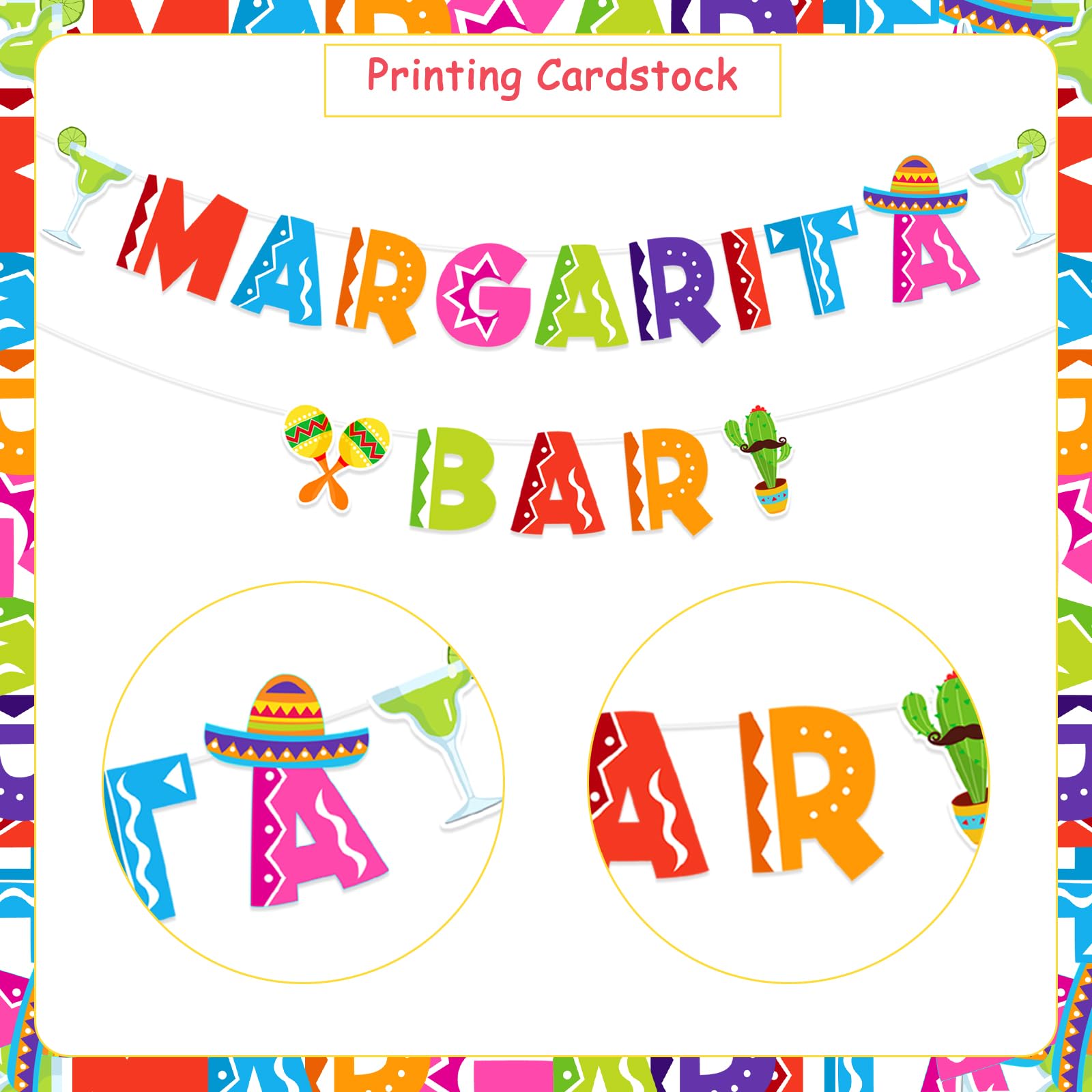 Sursurprise Margarita Bar Banner Sign for Margaritas Birthday Decorations Mexican Fiesta Cinco De Mayo Cactus Bridal Shower Baby Shower Graduation Party Supplies