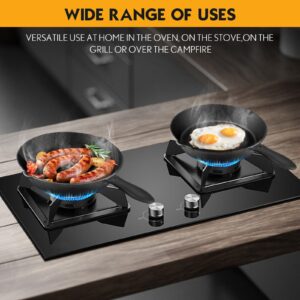 Goeszooin Cast Iron Skillet Set -3 Piece 6 inch, 8 inch and 10 inch Cast Iron Pan, Scraper+Dish Sponge - Oven Grill Stovetop Safe Cookware.